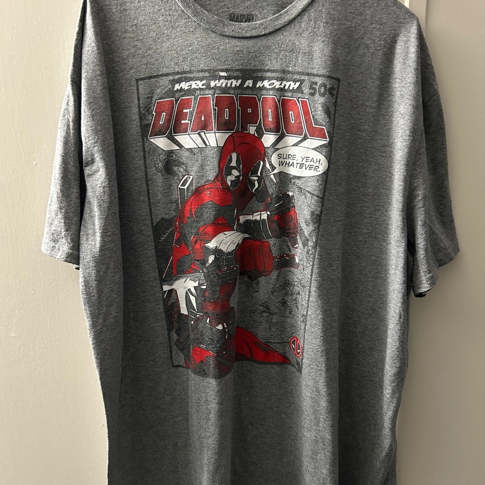 Marvel Gray and Red Deadpool Action Tee